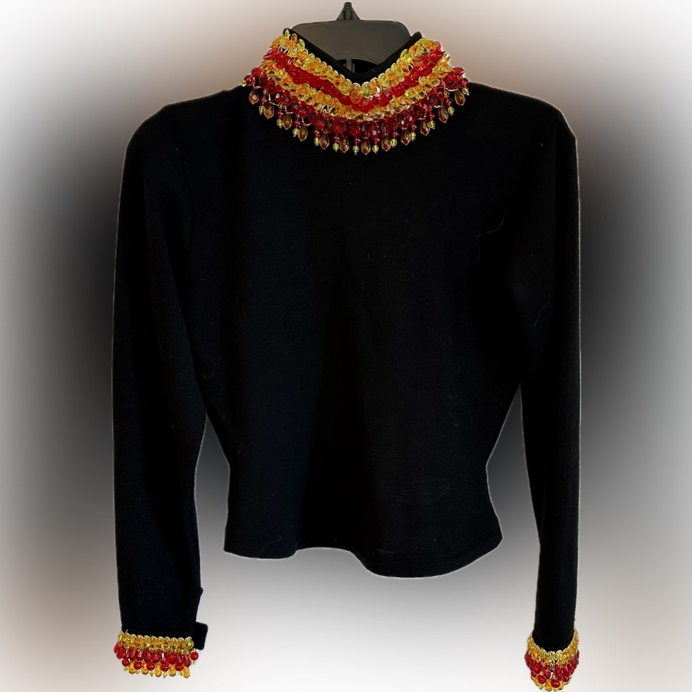 Beaded Bold Black wool sweater from Triple B
